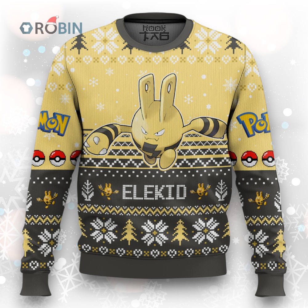 Pokemon Gen 2 Elekid Ugly Christmas Sweater Pokemon Gen 2 Elekid Ugly Christmas Sweater