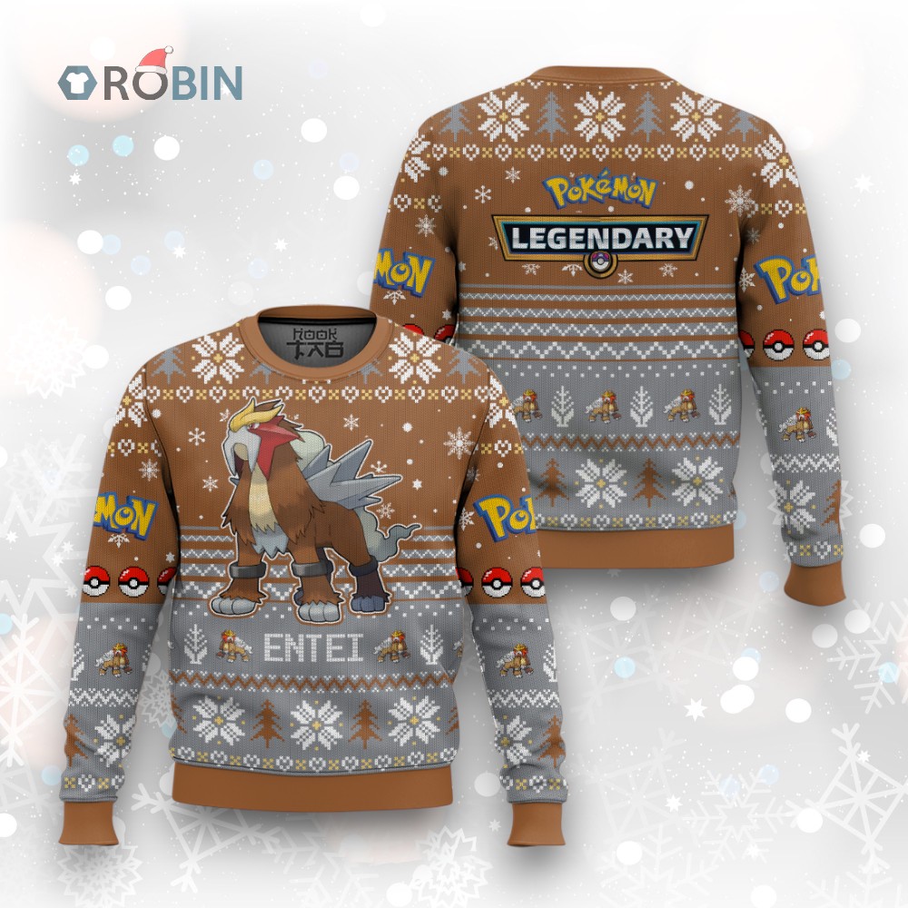 Pokemon Gen 2 Entei Ugly Christmas Sweater Pokemon Gen 2 Entei Ugly Christmas Sweater