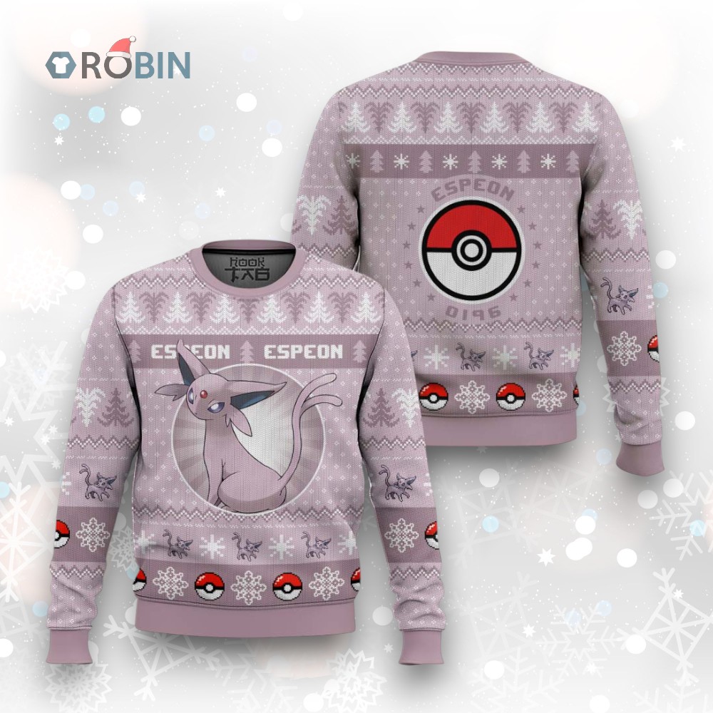 Pokemon Gen 2 Espeon Ugly Christmas Sweater Pokemon Gen 2 Espeon Ugly Christmas Sweater