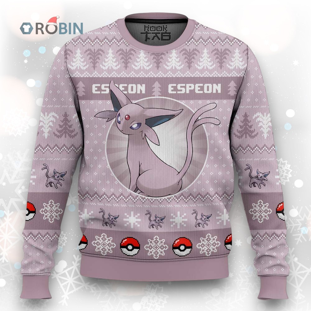 Pokemon Gen 2 Espeon Ugly Christmas Sweater Pokemon Gen 2 Espeon Ugly Christmas Sweater