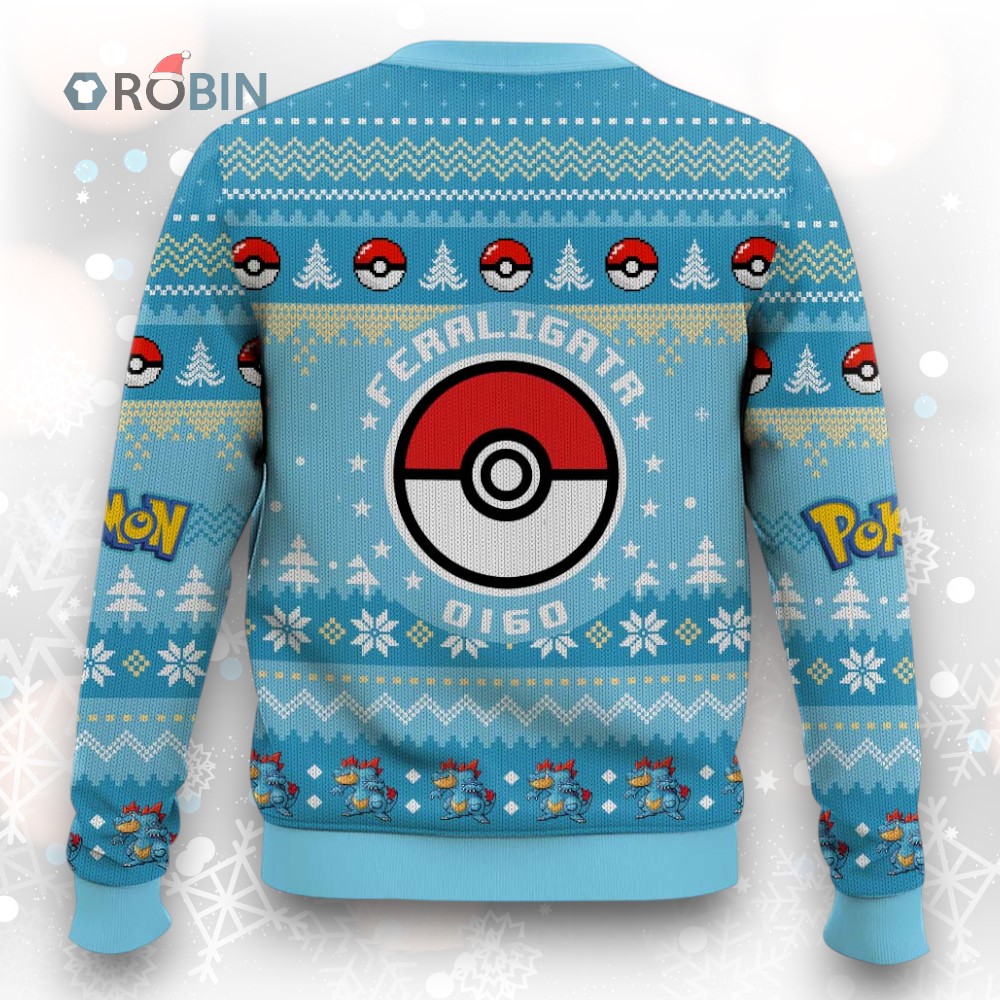 Pokemon Gen 2 Feraligatr Ugly Christmas Sweater Pokemon Gen 2 Feraligatr Ugly Christmas Sweater