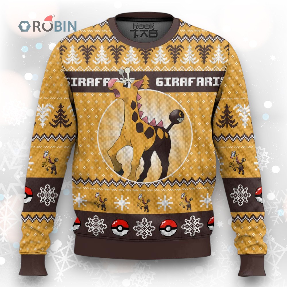 Pokemon Gen 2 Girafarig Ugly Christmas Sweater Pokemon Gen 2 Girafarig Ugly Christmas Sweater