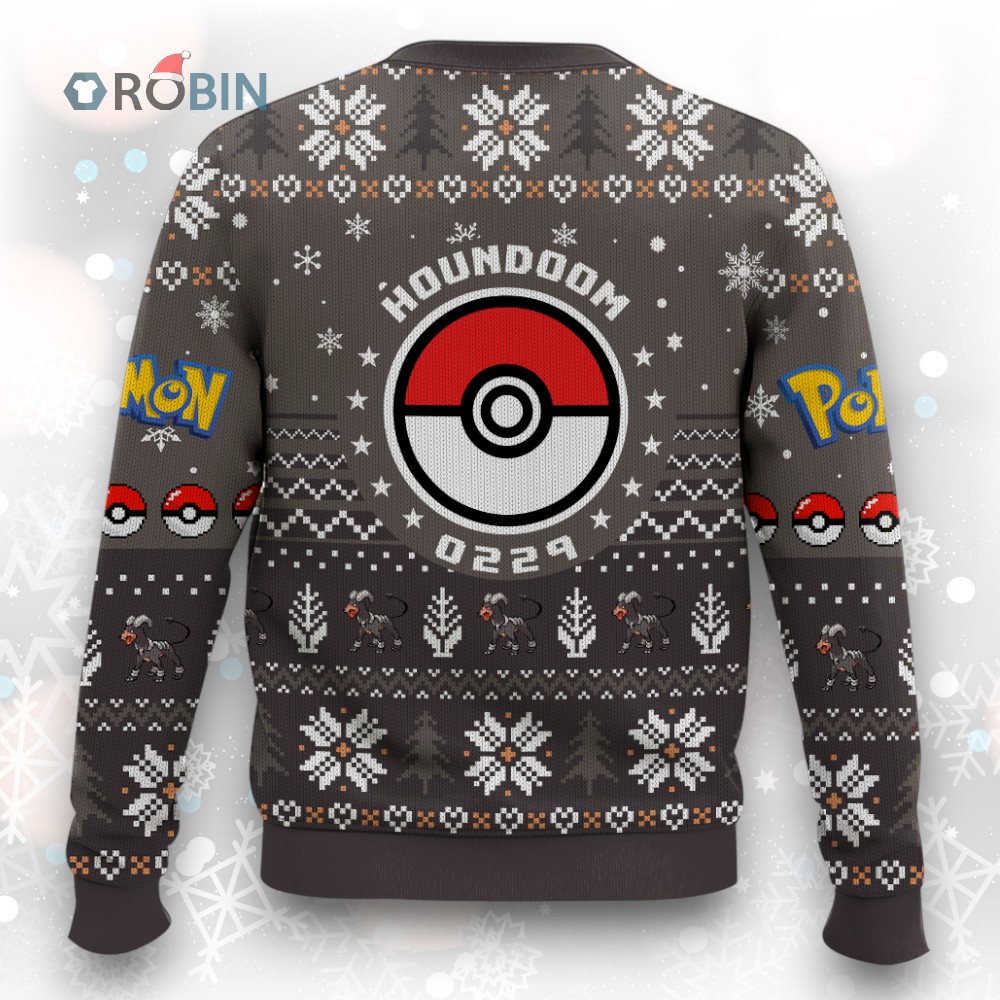 Pokemon Gen 2 Houndoom Ugly Christmas Sweater Pokemon Gen 2 Houndoom Ugly Christmas Sweater
