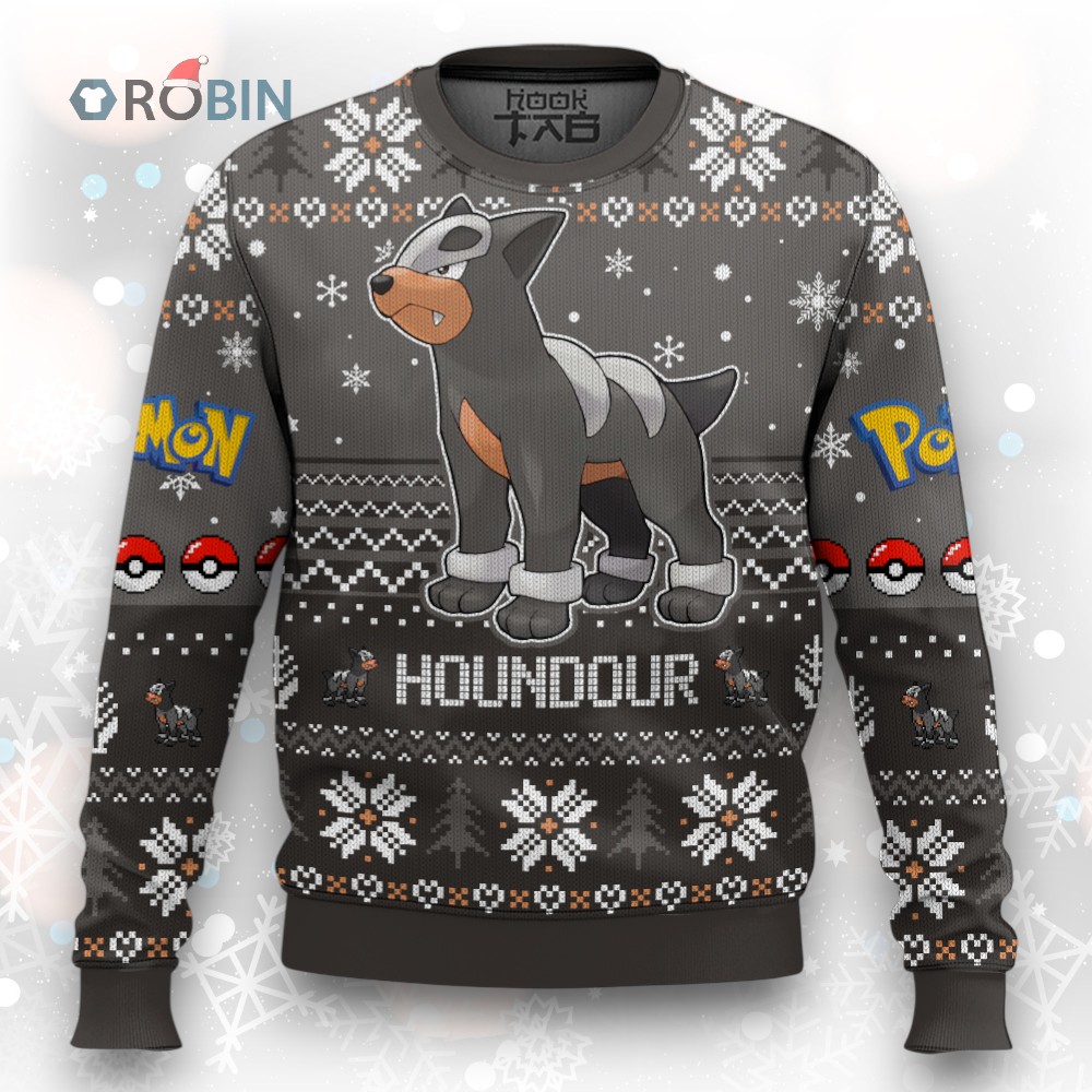 Pokemon Gen 2 Houndour Ugly Christmas Sweater Pokemon Gen 2 Houndour Ugly Christmas Sweater