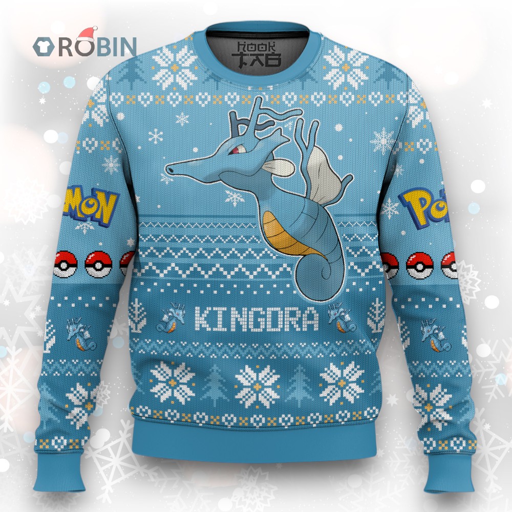 Pokemon Gen 2 Kingdra Ugly Christmas Sweater Pokemon Gen 2 Kingdra Ugly Christmas Sweater