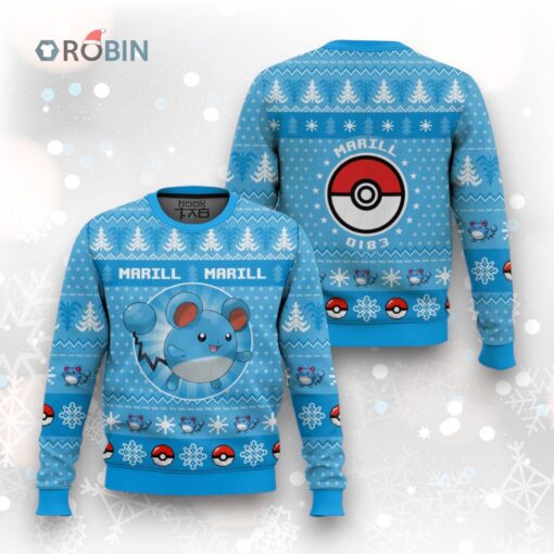 Pokemon Gen 2 Marill Ugly Christmas Sweater
