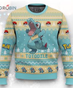 Pokemon Gen 2 Totodile Ugly Christmas Sweater