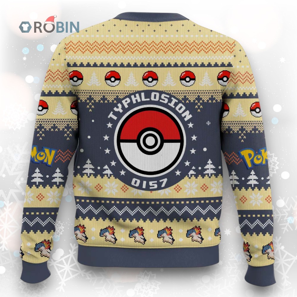 Pokemon Gen 2 Typhlosion Ugly Christmas Sweater Pokemon Gen 2 Typhlosion Ugly Christmas Sweater