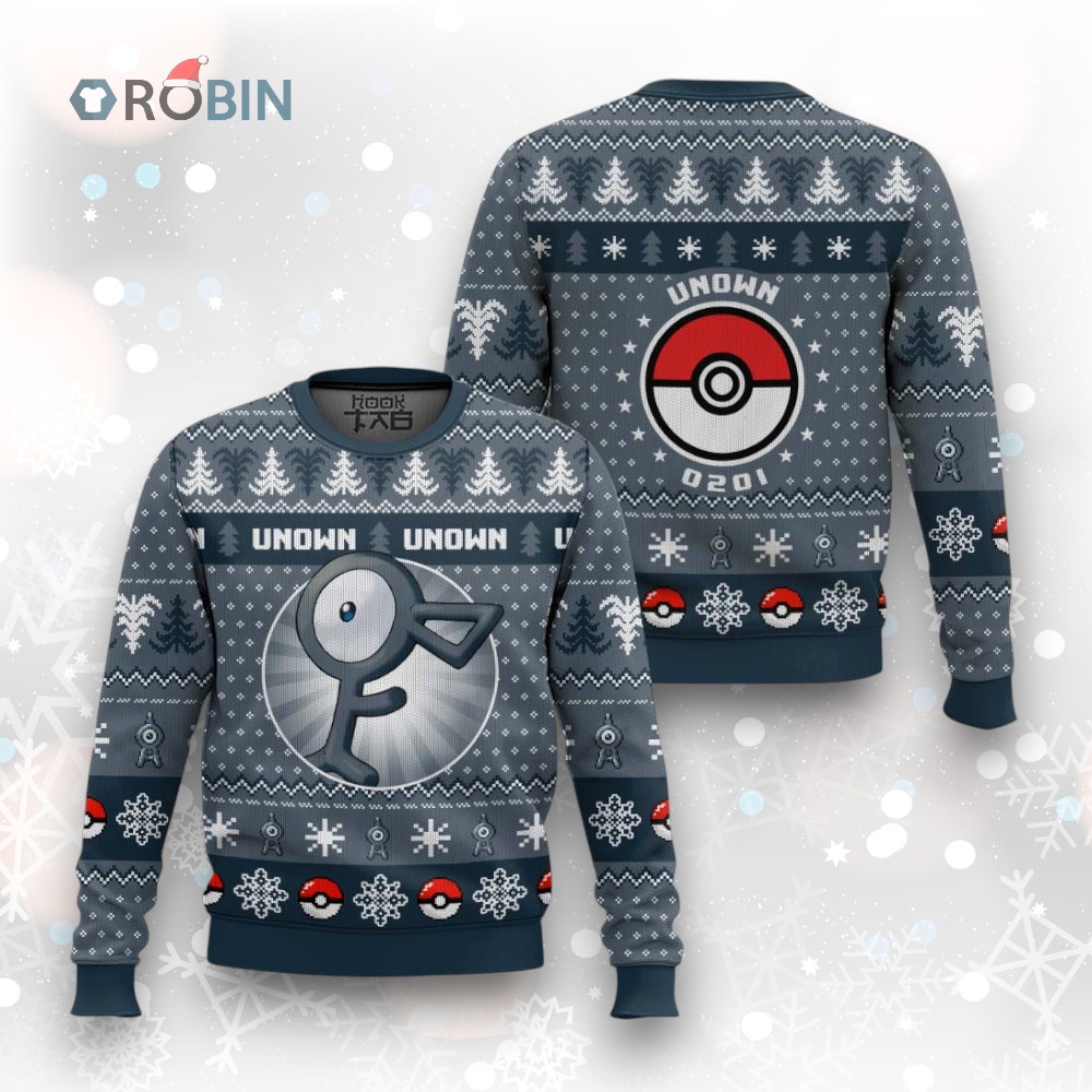Pokemon Gen 2 Unown Ugly Christmas Sweater Pokemon Gen 2 Unown Ugly Christmas Sweater
