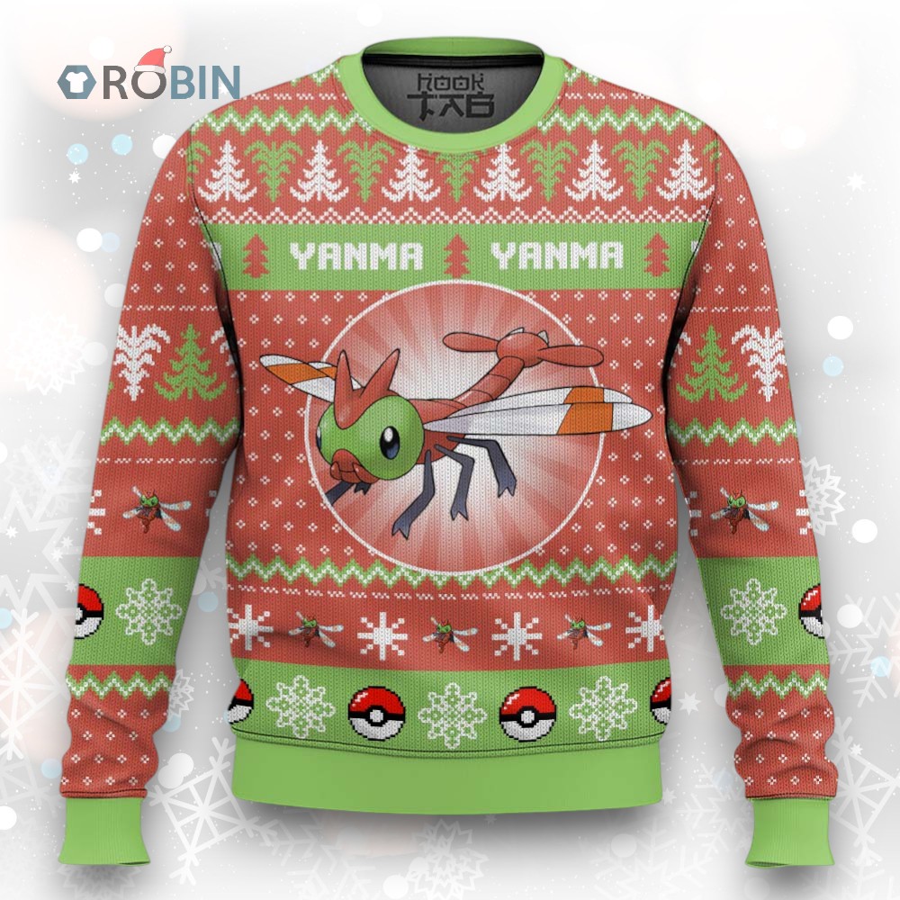 Pokemon Gen 2 Yanma Ugly Christmas Sweater Pokemon Gen 2 Yanma Ugly Christmas Sweater