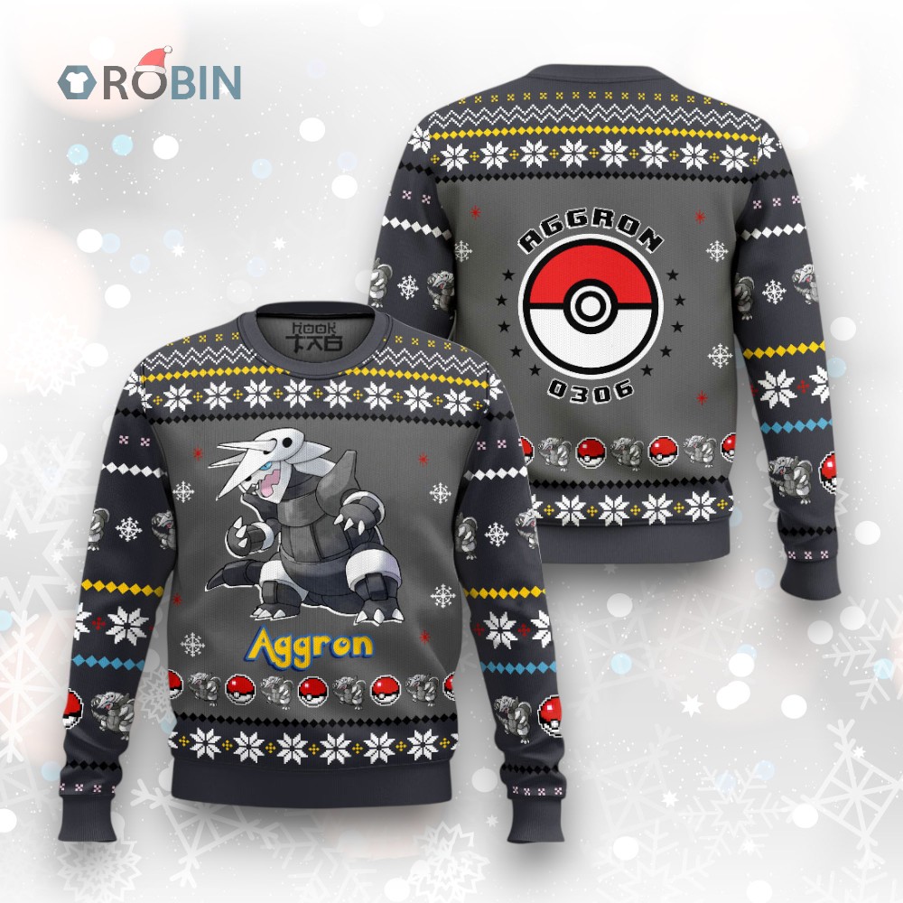 Pokemon Gen 3 Aggron Ugly Christmas Sweater Pokemon Gen 3 Aggron Ugly Christmas Sweater