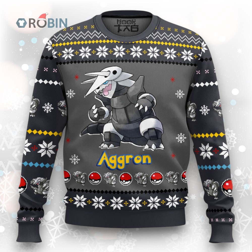 Pokemon Gen 3 Aggron Ugly Christmas Sweater Pokemon Gen 3 Aggron Ugly Christmas Sweater