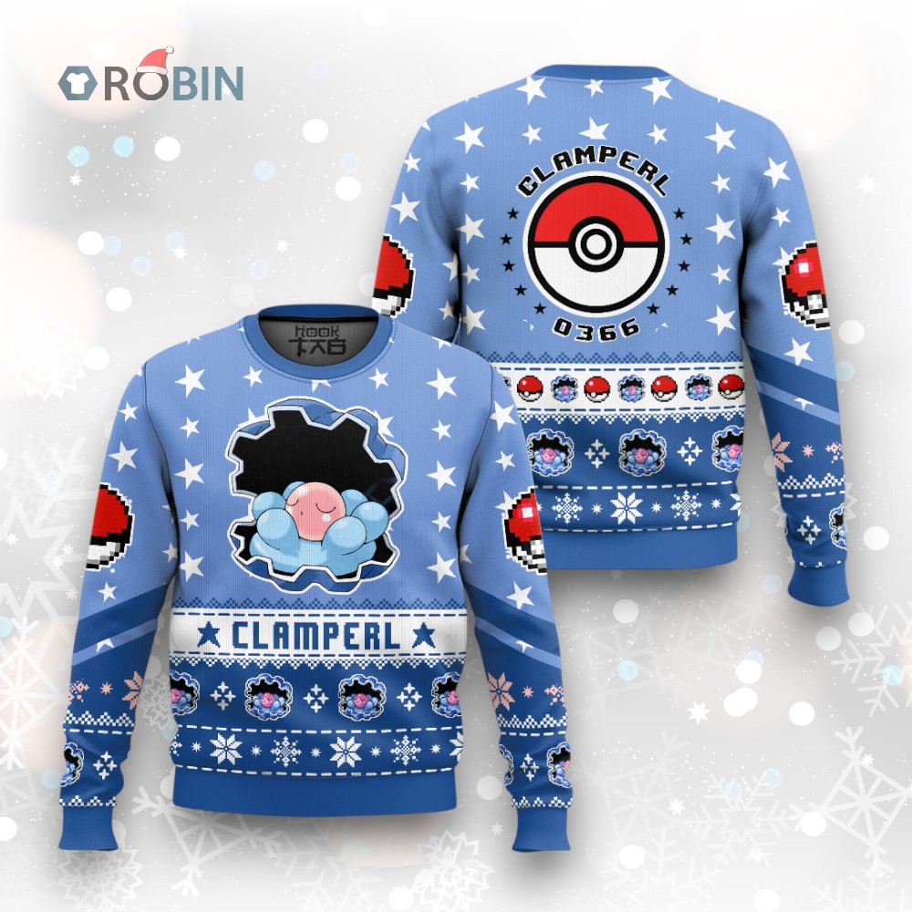 Pokemon Gen 3 Clamperl Ugly Christmas Sweater Pokemon Gen 3 Clamperl Ugly Christmas Sweater