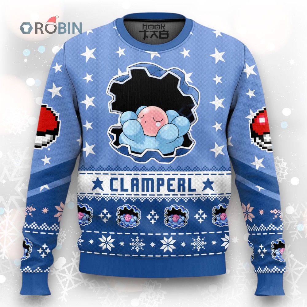 Pokemon Gen 3 Clamperl Ugly Christmas Sweater Pokemon Gen 3 Clamperl Ugly Christmas Sweater