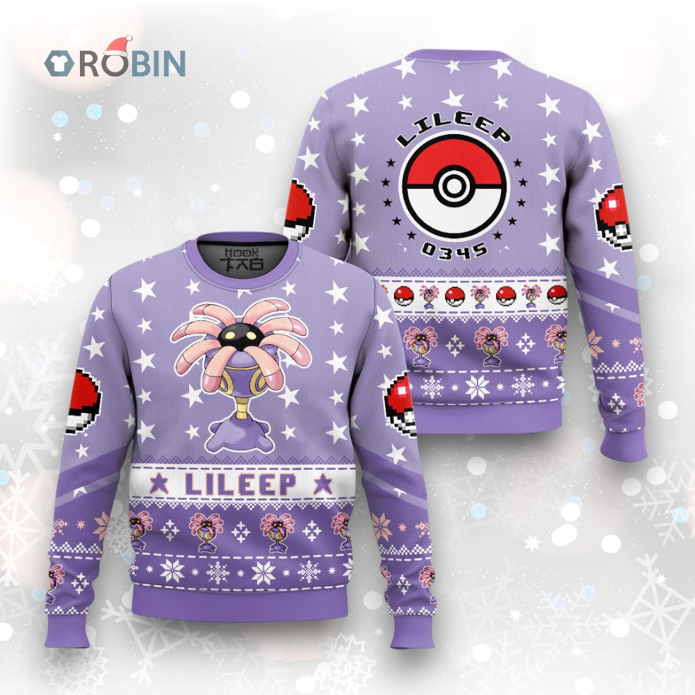 Pokemon Gen 3 Lileep Ugly Christmas Sweater Pokemon Gen 3 Lileep Ugly Christmas Sweater