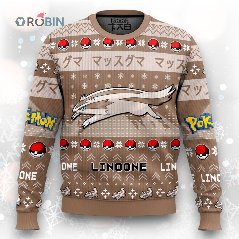Pokemon Gen 3 Linoone Ugly Christmas Sweater Pokemon Gen 3 Linoone Ugly Christmas Sweater