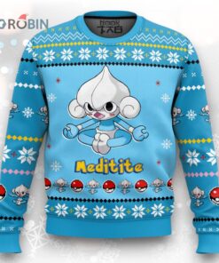Pokemon Gen 3 Meditite Ugly Christmas Sweater Pokemon Gen 3 Meditite Ugly Christmas Sweater
