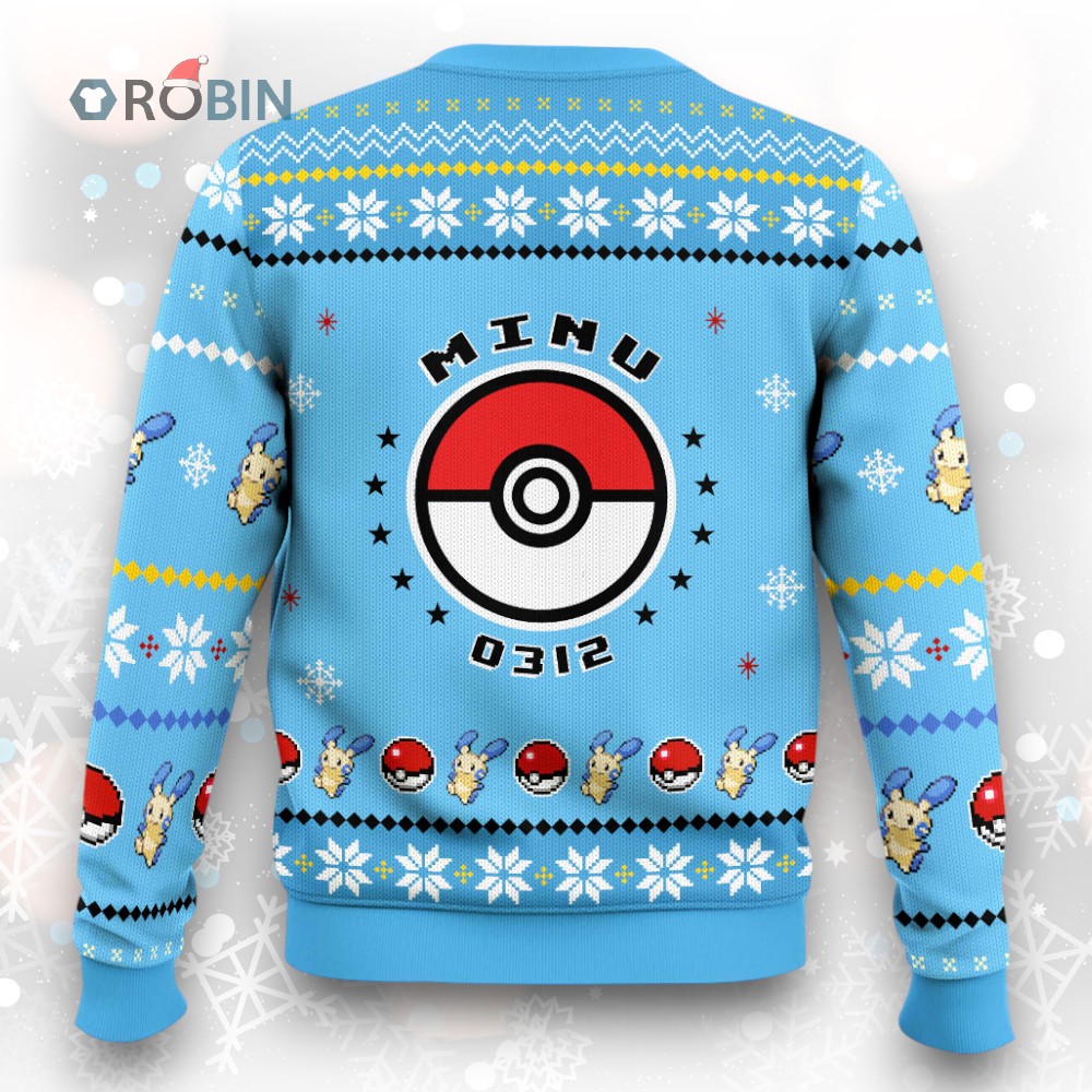 Pokemon Gen 3 Minun Ugly Christmas Sweater Pokemon Gen 3 Minun Ugly Christmas Sweater