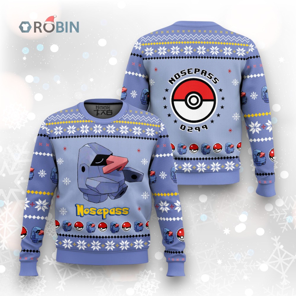 Pokemon Gen 3 Nosepass Ugly Christmas Sweater Pokemon Gen 3 Nosepass Ugly Christmas Sweater