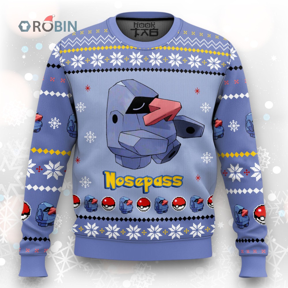 Pokemon Gen 3 Nosepass Ugly Christmas Sweater Pokemon Gen 3 Nosepass Ugly Christmas Sweater