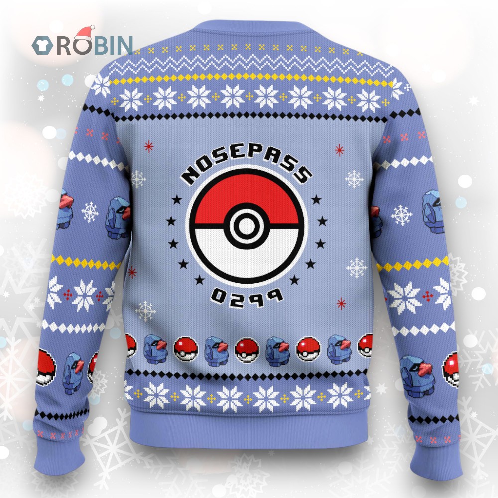 Pokemon Gen 3 Nosepass Ugly Christmas Sweater Pokemon Gen 3 Nosepass Ugly Christmas Sweater