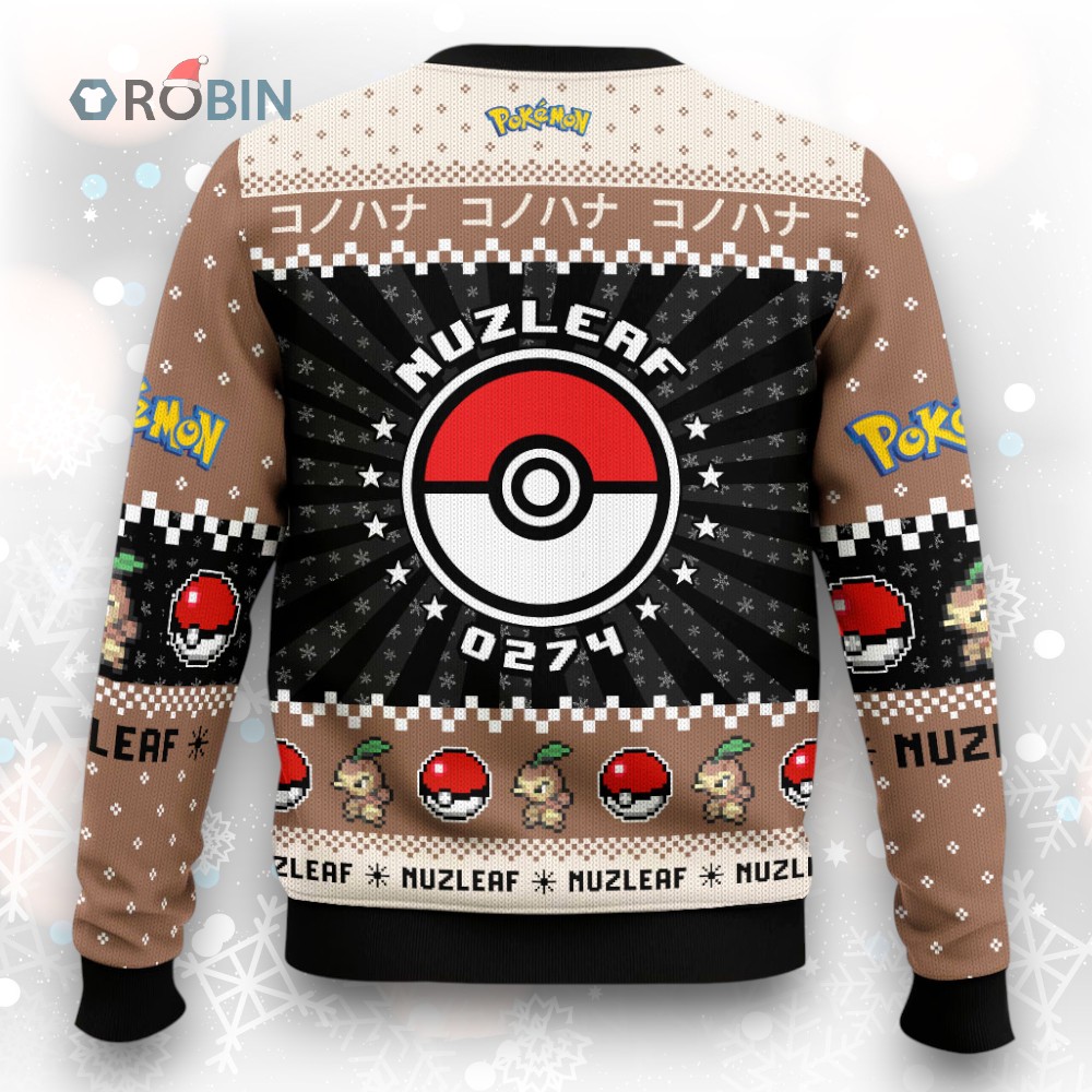 Pokemon Gen 3 Nuzleaf Ugly Christmas Sweater Pokemon Gen 3 Nuzleaf Ugly Christmas Sweater