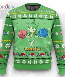 Pokemon Gen 3 Roselia Christmas Sweater   Cute & Festive Ugly Sweater Design