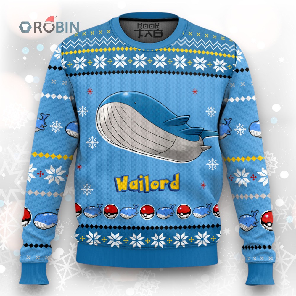 Pokemon Gen 3 Wailord Ugly Christmas Sweater Pokemon Gen 3 Wailord Ugly Christmas Sweater