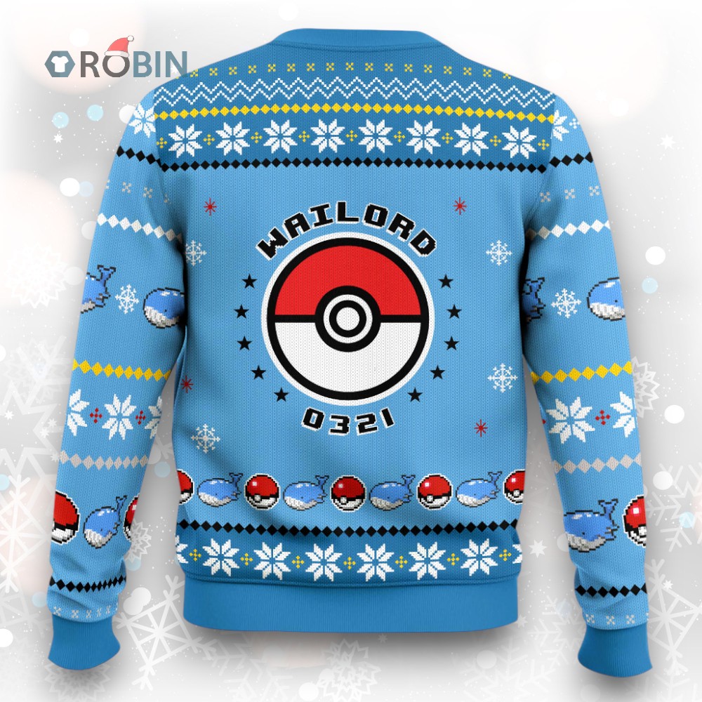 Pokemon Gen 3 Wailord Ugly Christmas Sweater Pokemon Gen 3 Wailord Ugly Christmas Sweater