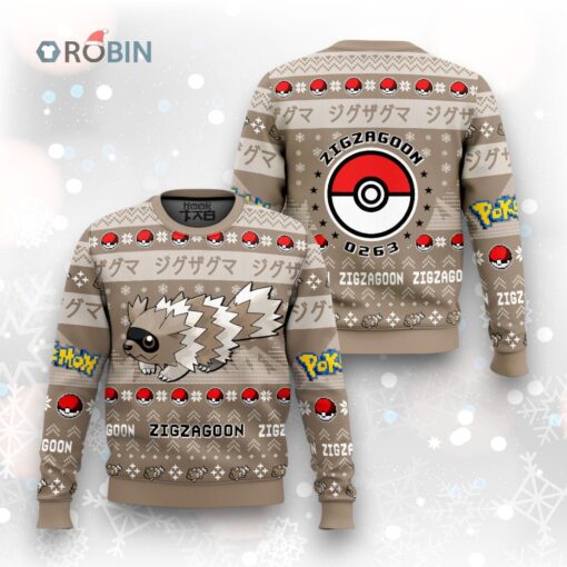 Pokemon Gen 3 Zigzagoon Ugly Christmas Sweater