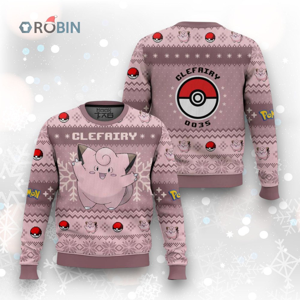 Pokemon Gen 1 Clefairy Ugly Christmas Sweater Pokemon Gen 1 Clefairy Ugly Christmas Sweater