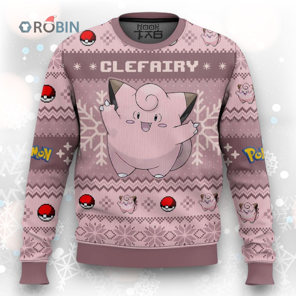 Pokemon Gen 1 Clefairy Ugly Christmas Sweater Pokemon Gen 1 Clefairy Ugly Christmas Sweater