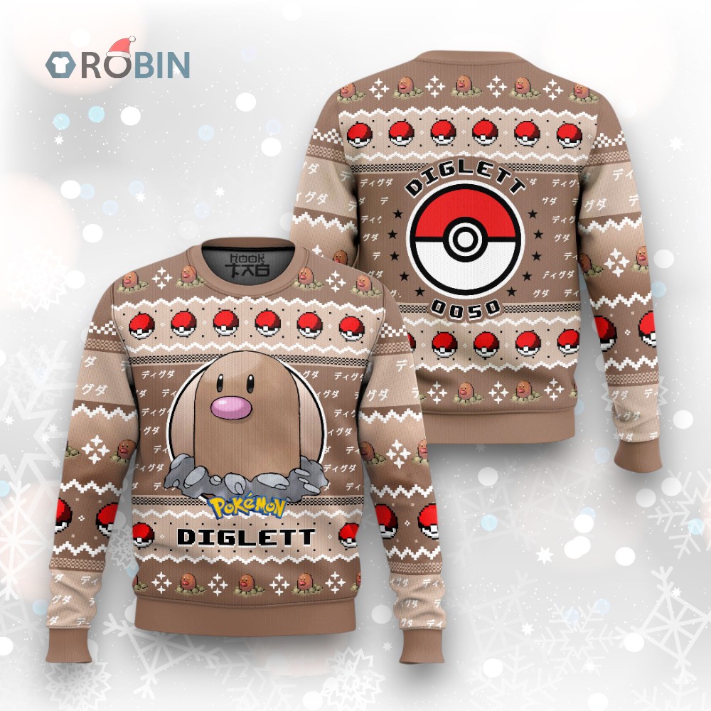 Pokemon Gen 1 Diglett Ugly Christmas Sweater Pokemon Gen 1 Diglett Ugly Christmas Sweater