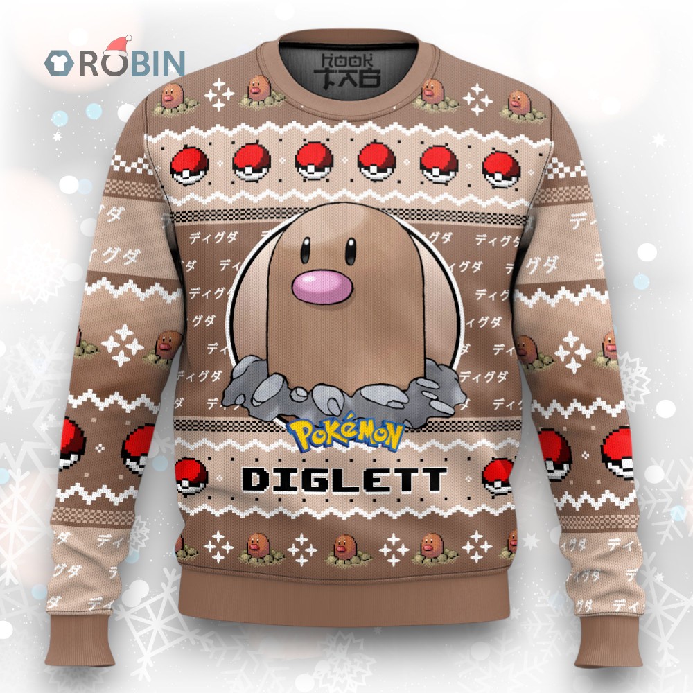 Pokemon Gen 1 Diglett Ugly Christmas Sweater Pokemon Gen 1 Diglett Ugly Christmas Sweater