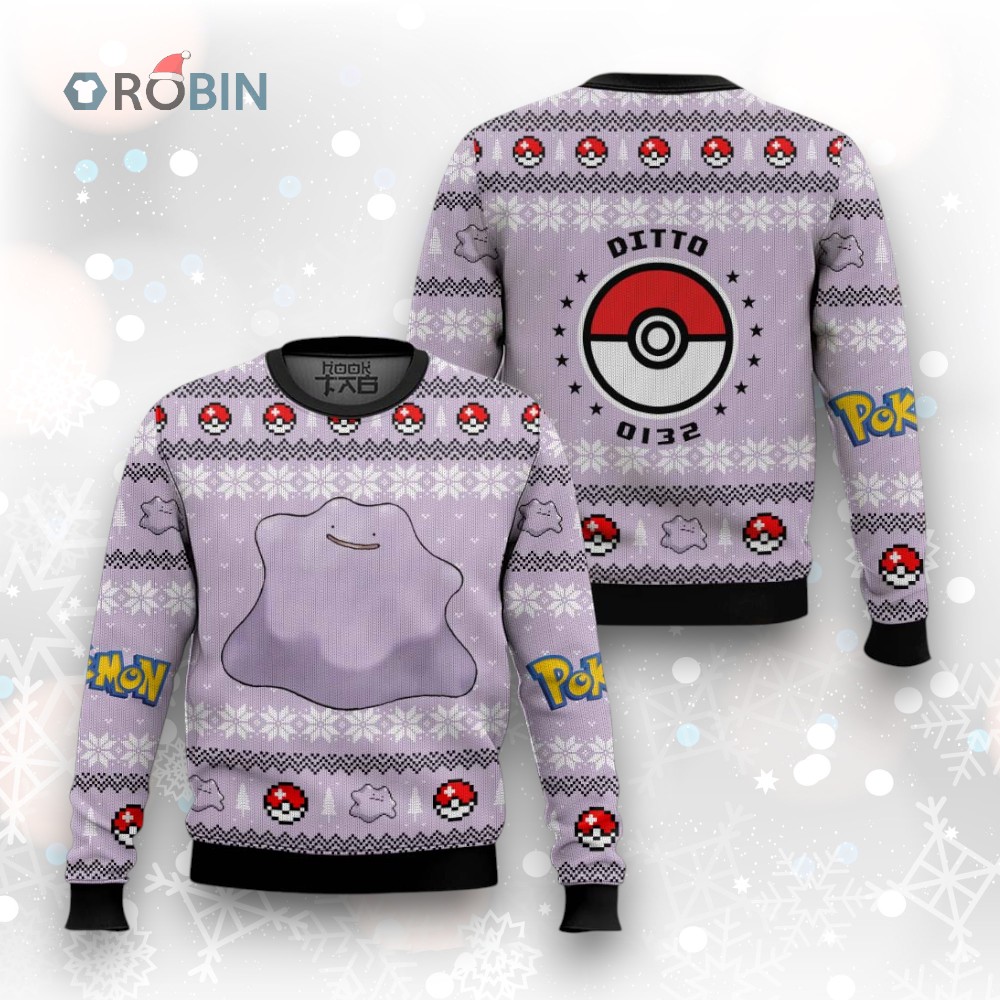 Pokemon Gen 1 Ditto Ugly Christmas Sweater Pokemon Gen 1 Ditto Ugly Christmas Sweater