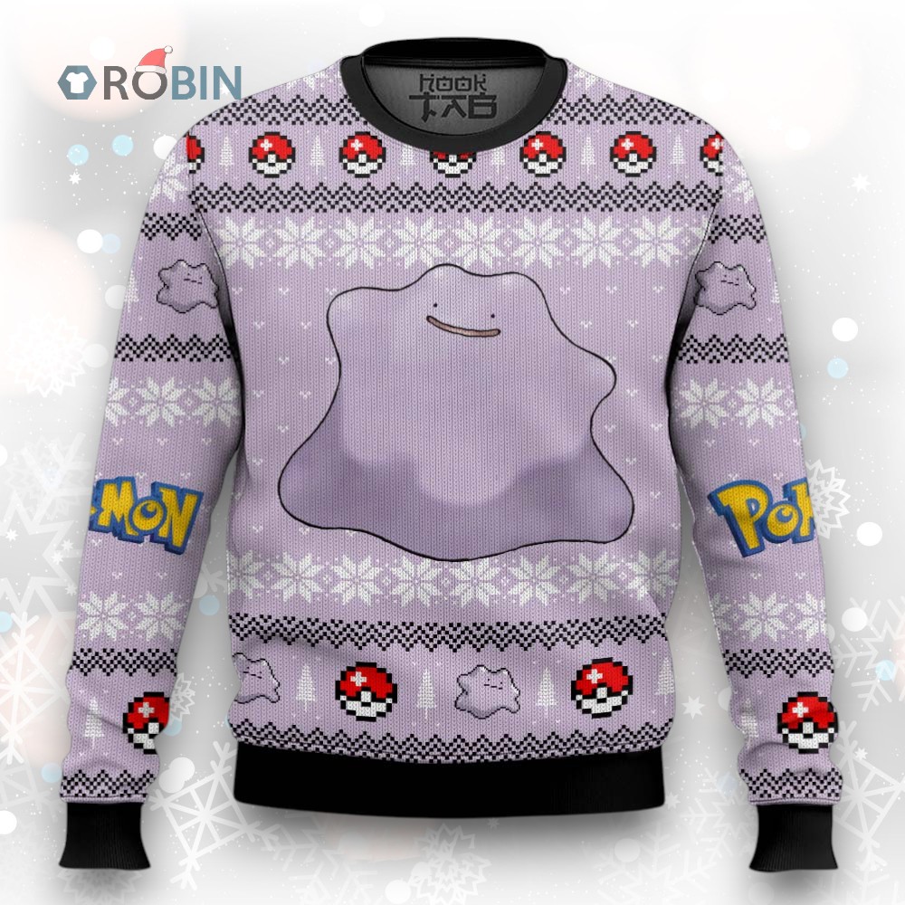 Pokemon Gen 1 Ditto Ugly Christmas Sweater Pokemon Gen 1 Ditto Ugly Christmas Sweater