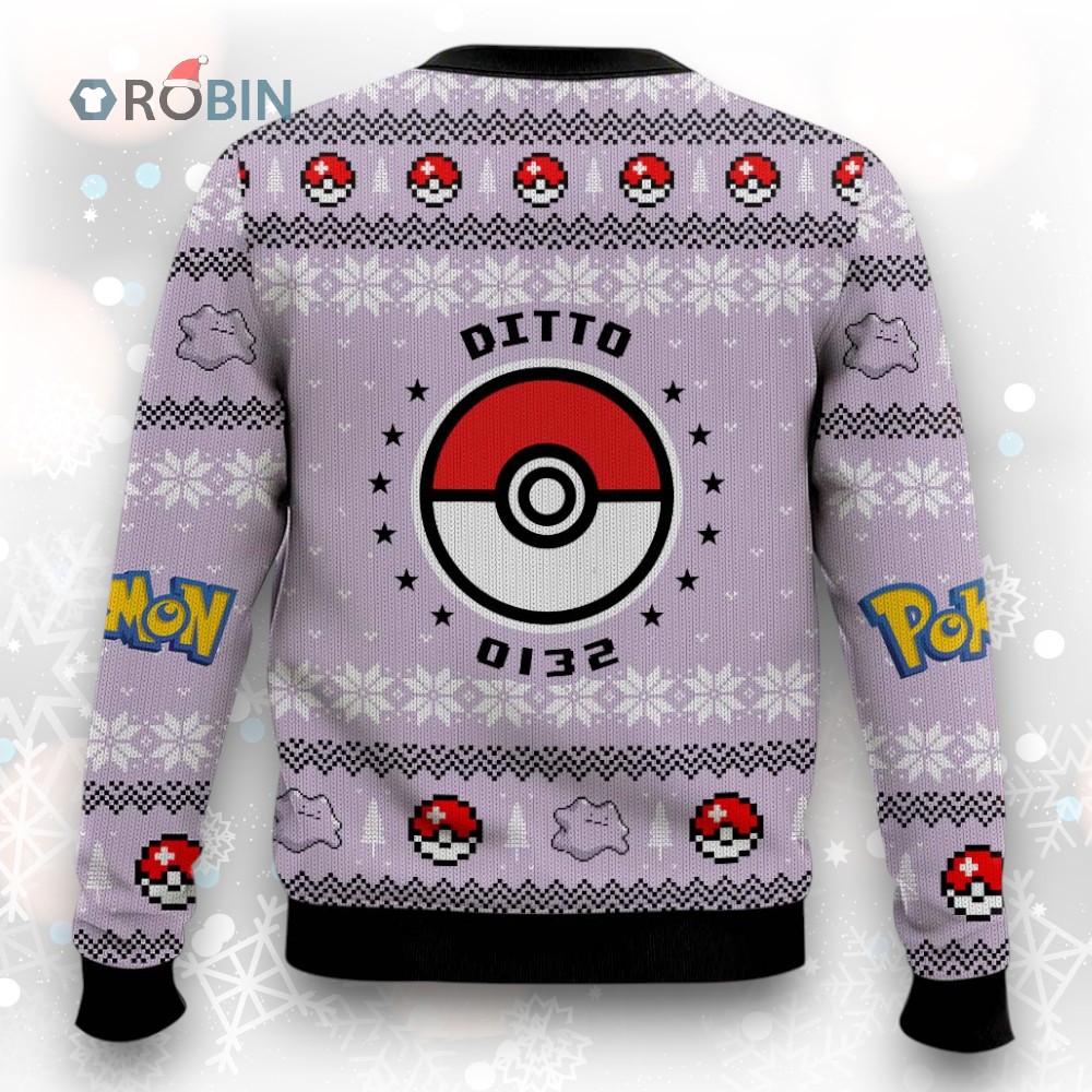 Pokemon Gen 1 Ditto Ugly Christmas Sweater Pokemon Gen 1 Ditto Ugly Christmas Sweater