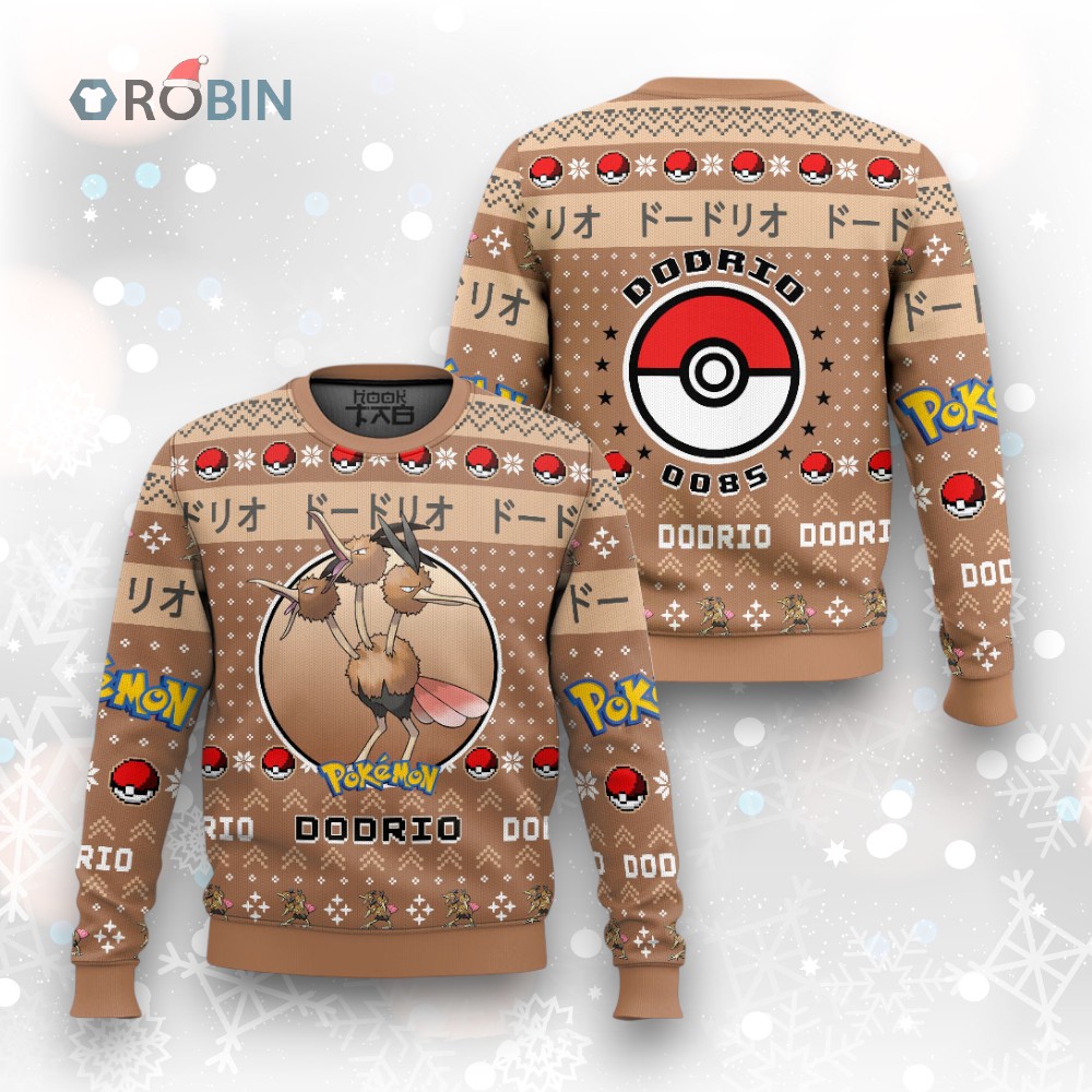 Pokemon Gen 1 Dodrio Ugly Christmas Sweater Pokemon Gen 1 Dodrio Ugly Christmas Sweater