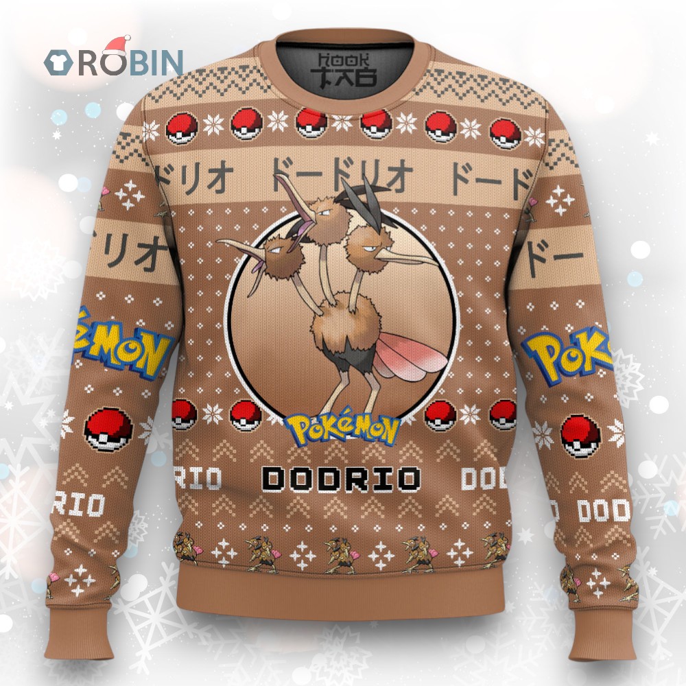 Pokemon Gen 1 Dodrio Ugly Christmas Sweater Pokemon Gen 1 Dodrio Ugly Christmas Sweater