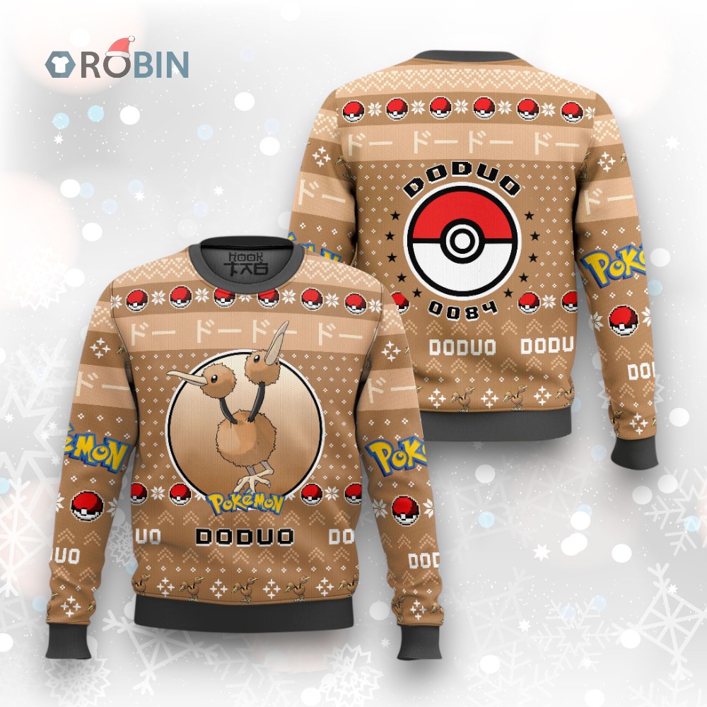 Pokemon Gen 1 Doduo Ugly Christmas Sweater Pokemon Gen 1 Doduo Ugly Christmas Sweater