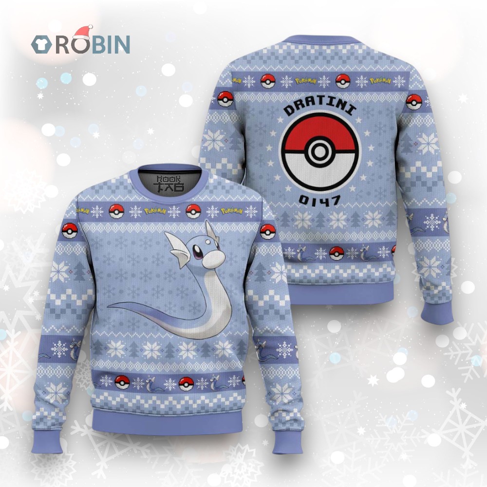 Pokemon Gen 1 Dratini Ugly Christmas Sweater Pokemon Gen 1 Dratini Ugly Christmas Sweater