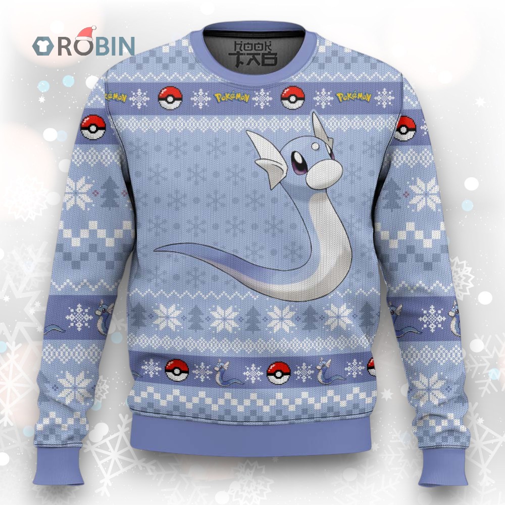 Pokemon Gen 1 Dratini Ugly Christmas Sweater Pokemon Gen 1 Dratini Ugly Christmas Sweater