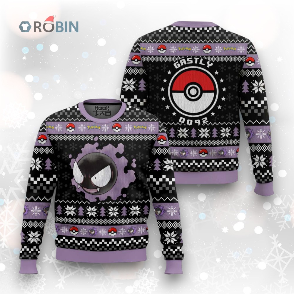 Pokemon Gen 1 Gastly Ugly Christmas Sweater Pokemon Gen 1 Gastly Ugly Christmas Sweater