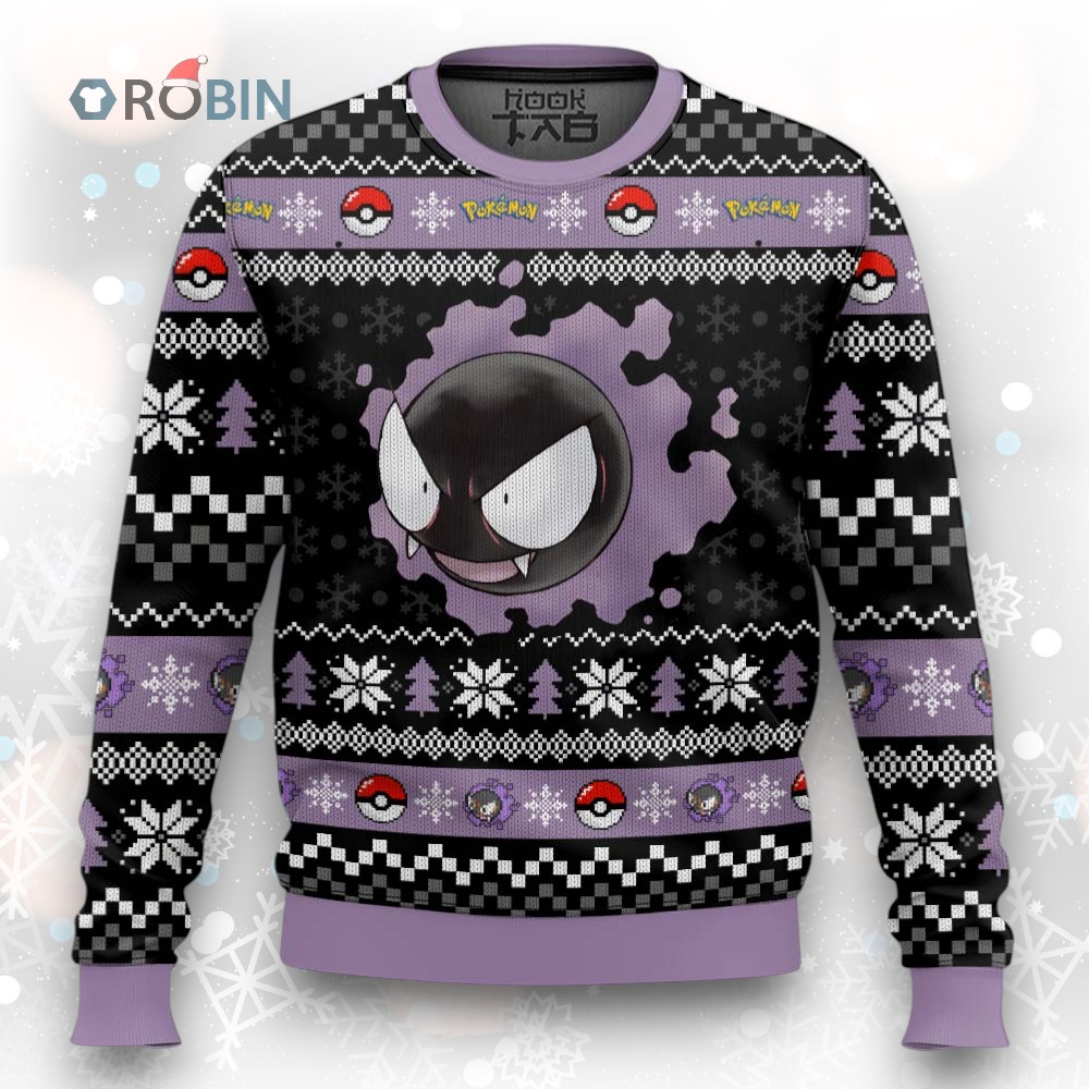 Pokemon Gen 1 Gastly Ugly Christmas Sweater Pokemon Gen 1 Gastly Ugly Christmas Sweater
