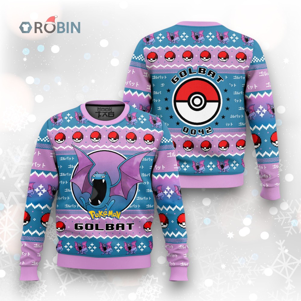 Pokemon Gen 1 Golbat Ugly Christmas Sweater Pokemon Gen 1 Golbat Ugly Christmas Sweater