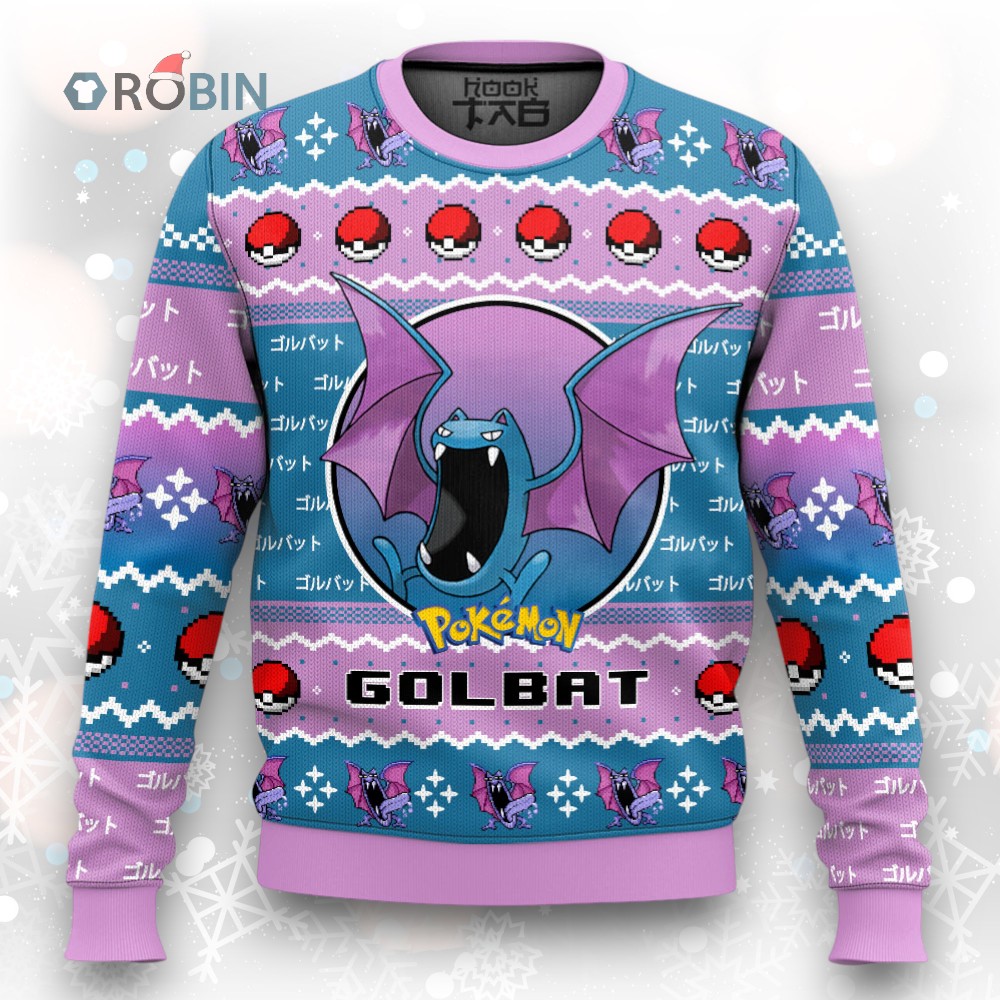 Pokemon Gen 1 Golbat Ugly Christmas Sweater Pokemon Gen 1 Golbat Ugly Christmas Sweater