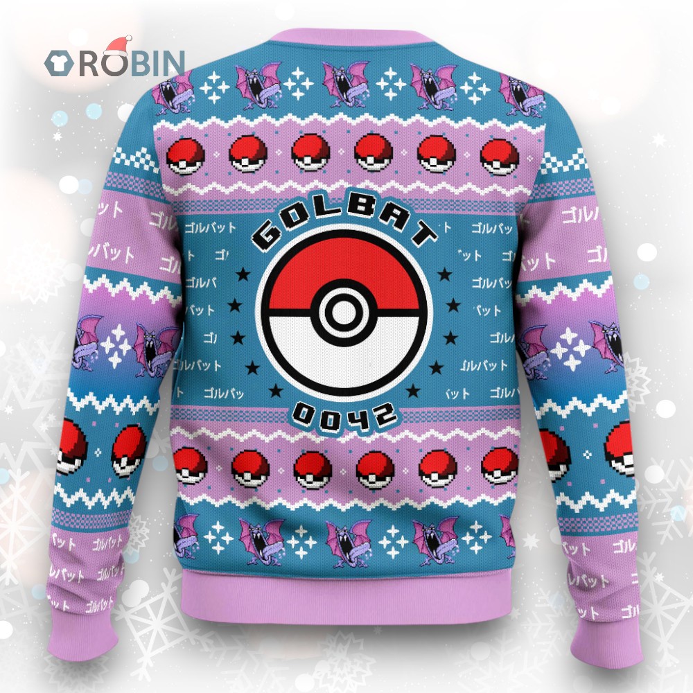 Pokemon Gen 1 Golbat Ugly Christmas Sweater Pokemon Gen 1 Golbat Ugly Christmas Sweater