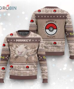 Pokemon Gen 1 Mankey Ugly Christmas Sweater