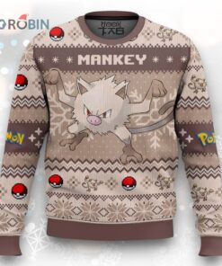 Pokemon Gen 1 Mankey Ugly Christmas Sweater