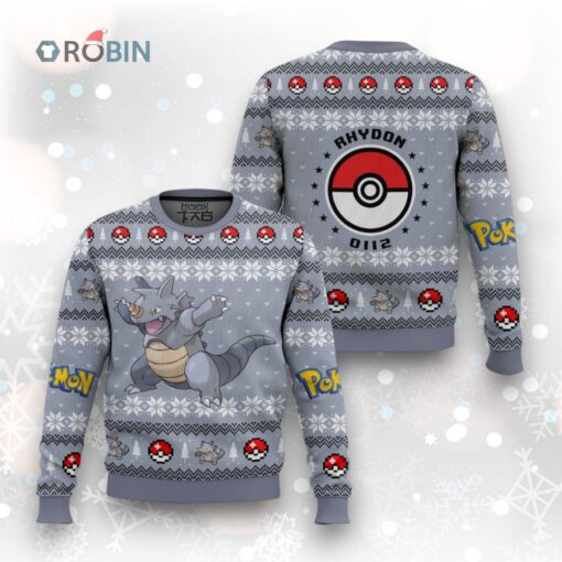 Pokemon Gen 1 Rhydon Ugly Christmas Sweater